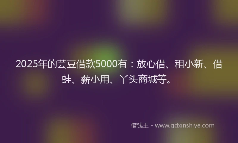 2025年的芸豆借款5000有：放心借、租小新、借蛙、薪小用、丫头商城等。