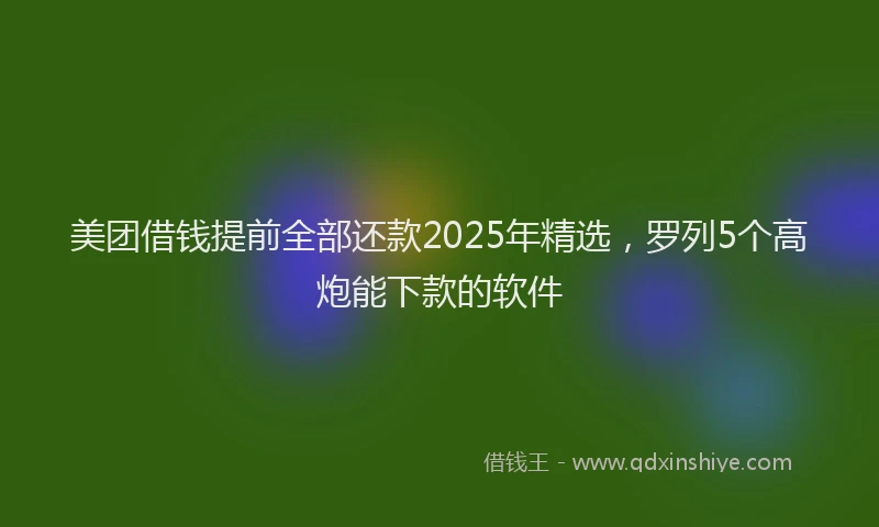 美团借钱提前全部还款2025年精选，罗列5个高炮能下款的软件