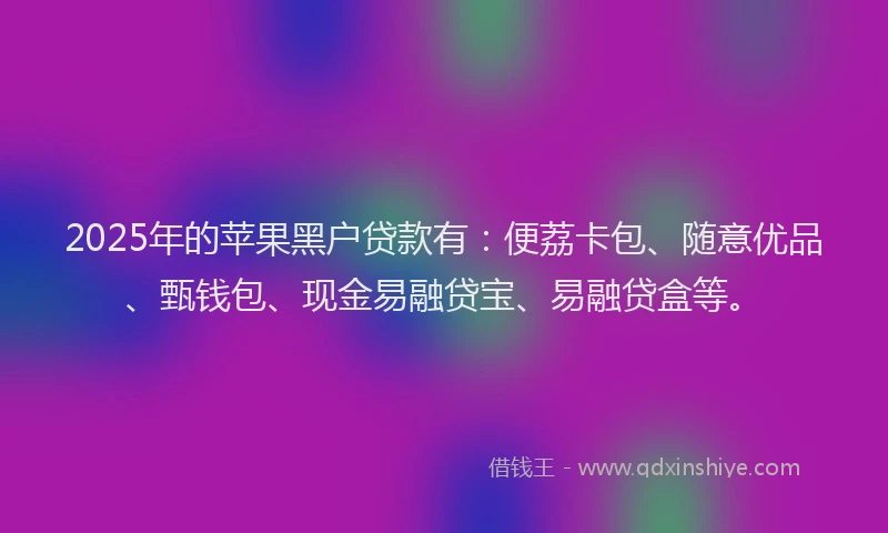 2025年的苹果黑户贷款有：便荔卡包、随意优品、甄钱包、现金易融贷宝、易融贷盒等。