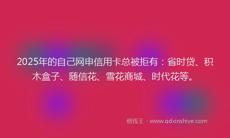 2025年的自己网申信用卡总被拒有：省时贷、积木盒子、随信花、雪花商城、时代花等。