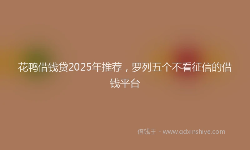 花鸭借钱贷2025年推荐，罗列五个不看征信的借钱平台