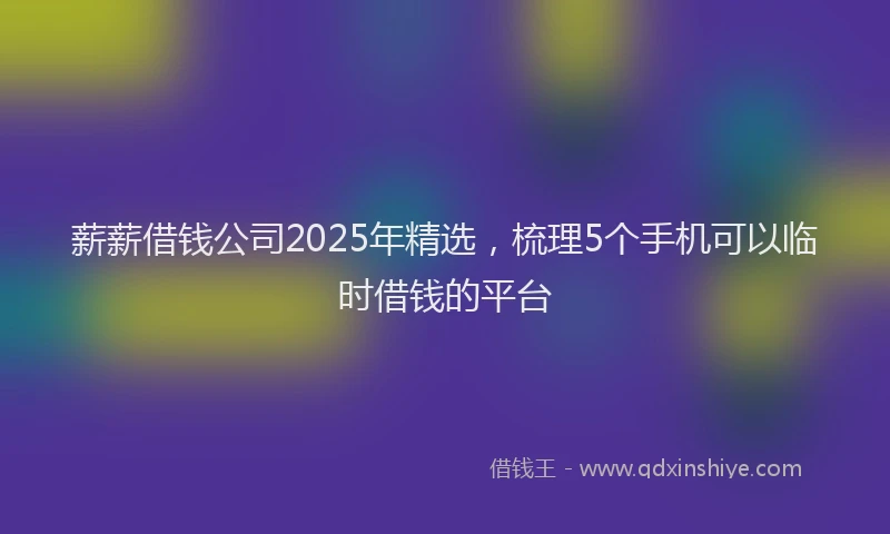 薪薪借钱公司2025年精选，梳理5个手机可以临时借钱的平台