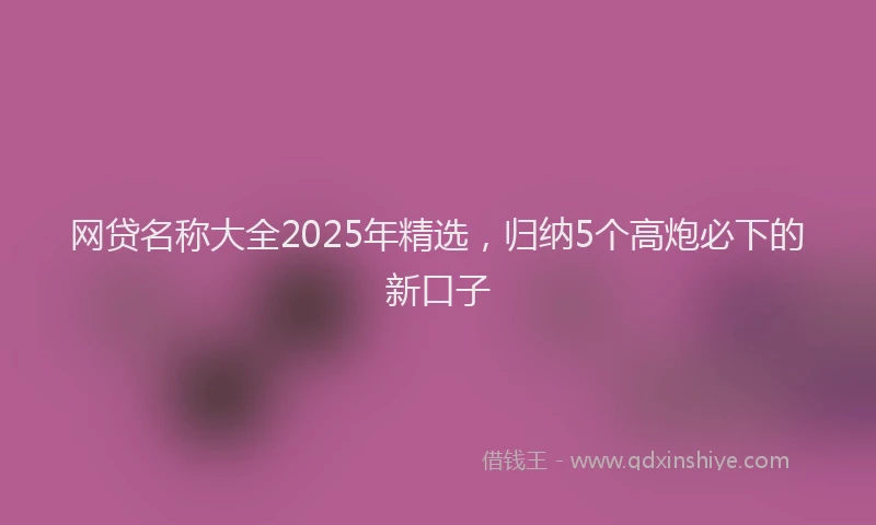 网贷名称大全2025年精选，归纳5个高炮必下的新口子