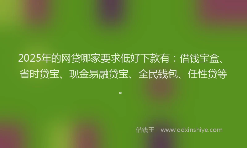 2025年的网贷哪家要求低好下款有：借钱宝盒、省时贷宝、现金易融贷宝、全民钱包、任性贷等。