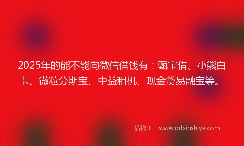 2025年的能不能向微信借钱有：甄宝借、小熊白卡、微粒分期宝、中益租机、现金贷易融宝等。