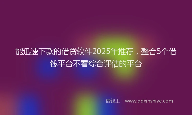 能迅速下款的借贷软件2025年推荐，整合5个借钱平台不看综合评估的平台