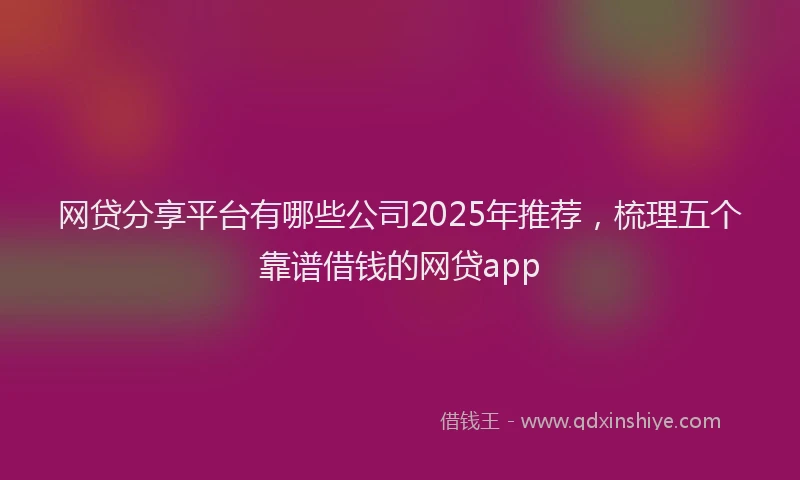 网贷分享平台有哪些公司2025年推荐，梳理五个靠谱借钱的网贷app