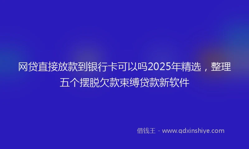 网贷直接放款到银行卡可以吗2025年精选，整理五个摆脱欠款束缚贷款新软件