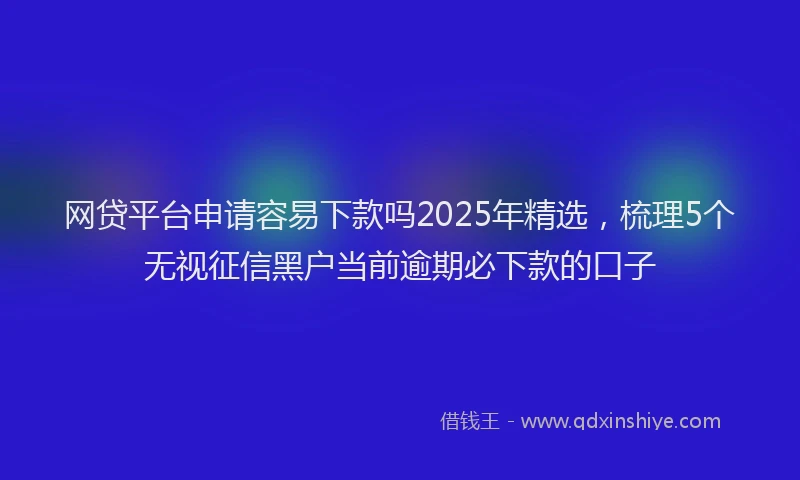 网贷平台申请容易下款吗2025年精选，梳理5个无视征信黑户当前逾期必下款的口子