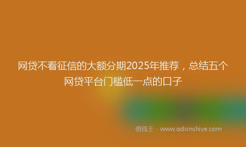 网贷不看征信的大额分期2025年推荐，总结五个网贷平台门槛低一点的口子