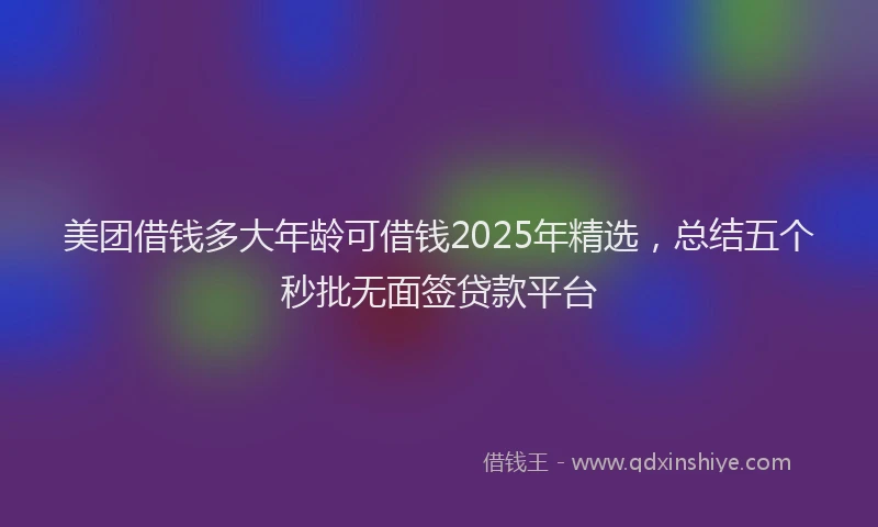 美团借钱多大年龄可借钱2025年精选，总结五个秒批无面签贷款平台