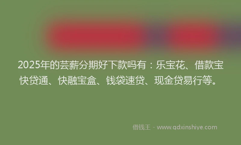 2025年的芸薪分期好下款吗有：乐宝花、借款宝快贷通、快融宝盒、钱袋速贷、现金贷易行等。