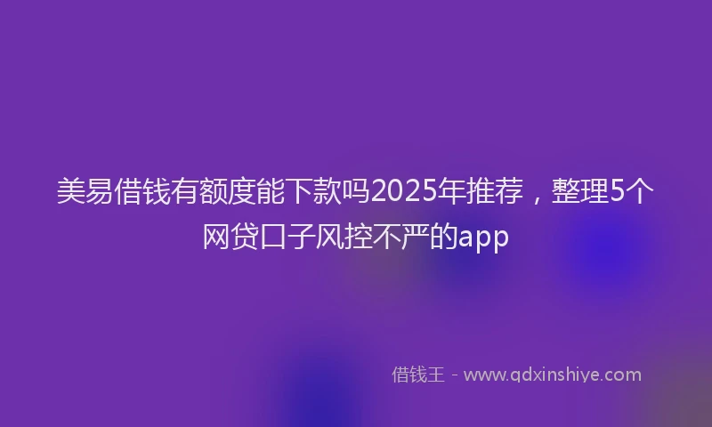 美易借钱有额度能下款吗2025年推荐，整理5个网贷口子风控不严的app