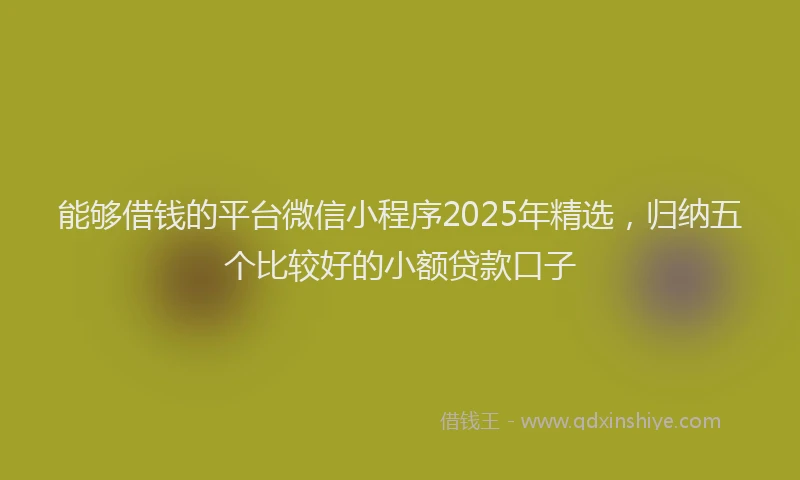 能够借钱的平台微信小程序2025年精选，归纳五个比较好的小额贷款口子