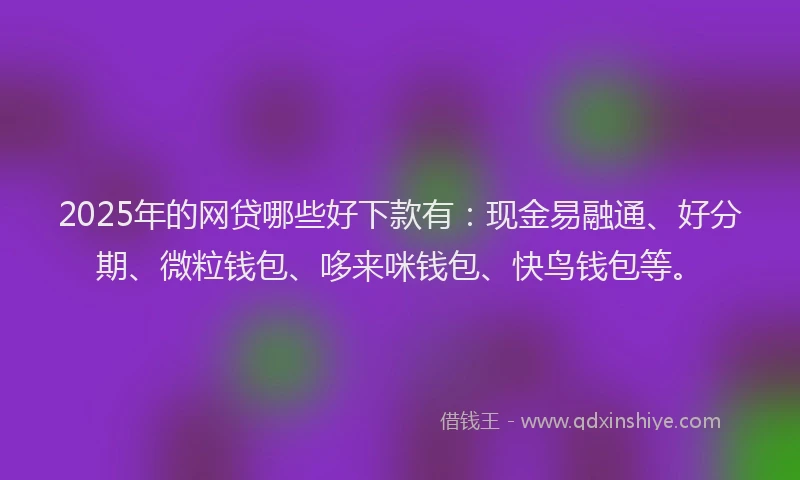 2025年的网贷哪些好下款有：现金易融通、好分期、微粒钱包、哆来咪钱包、快鸟钱包等。