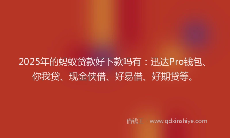 2025年的蚂蚁贷款好下款吗有：迅达Pro钱包、你我贷、现金侠借、好易借、好期贷等。