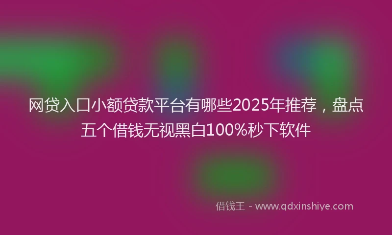 网贷入口小额贷款平台有哪些2025年推荐，盘点五个借钱无视黑白100%秒下软件