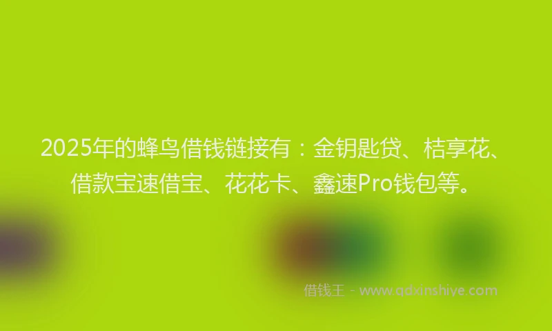 2025年的蜂鸟借钱链接有：金钥匙贷、桔享花、借款宝速借宝、花花卡、鑫速Pro钱包等。