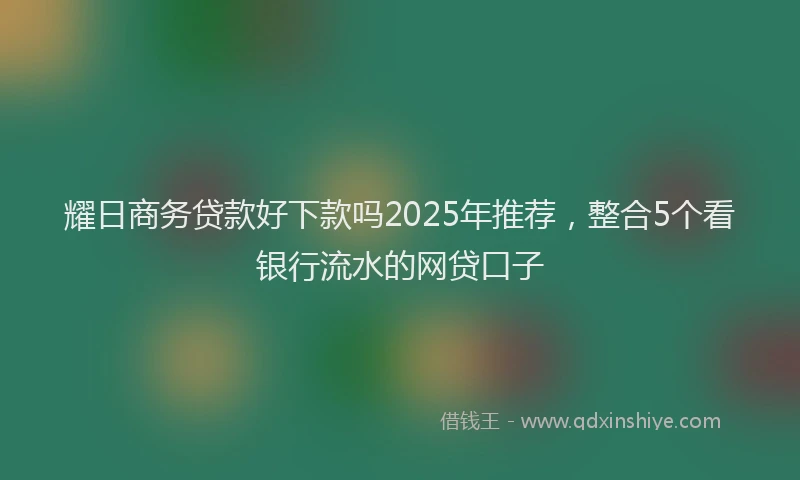 耀日商务贷款好下款吗2025年推荐，整合5个看银行流水的网贷口子