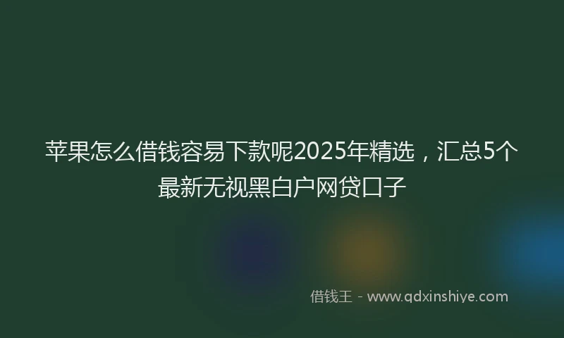 苹果怎么借钱容易下款呢2025年精选，汇总5个最新无视黑白户网贷口子
