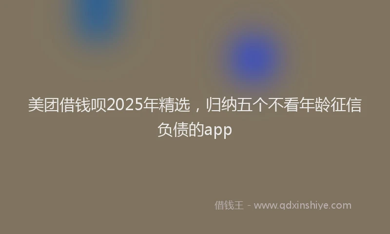 美团借钱呗2025年精选，归纳五个不看年龄征信负债的app