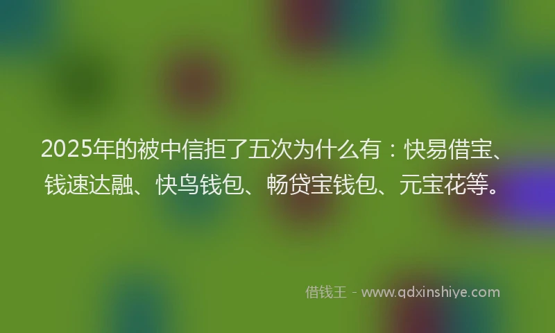 2025年的被中信拒了五次为什么有：快易借宝、钱速达融、快鸟钱包、畅贷宝钱包、元宝花等。