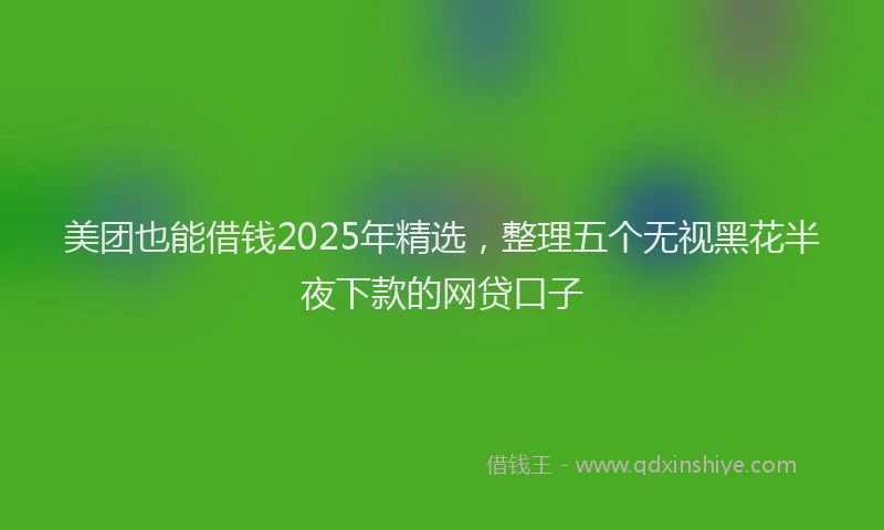 美团也能借钱2025年精选，整理五个无视黑花半夜下款的网贷口子