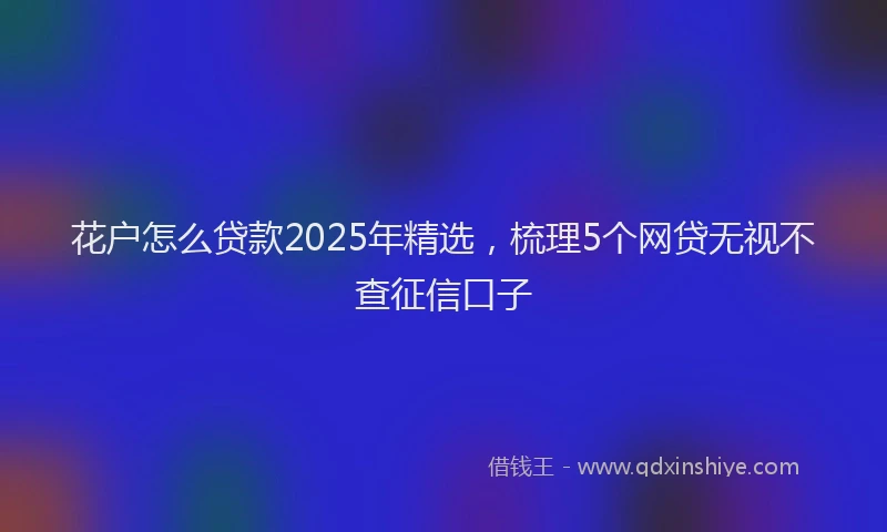 花户怎么贷款2025年精选，梳理5个网贷无视不查征信口子