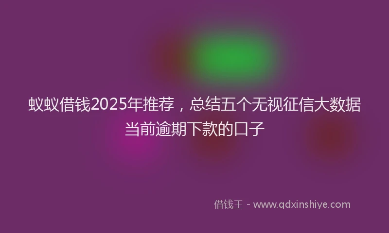 蚁蚁借钱2025年推荐，总结五个无视征信大数据当前逾期下款的口子