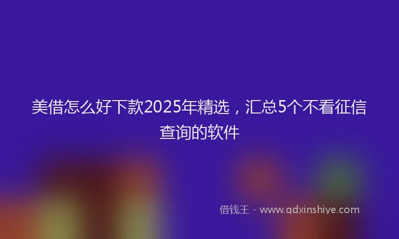 美借怎么好下款2025年精选，汇总5个不看征信查询的软件