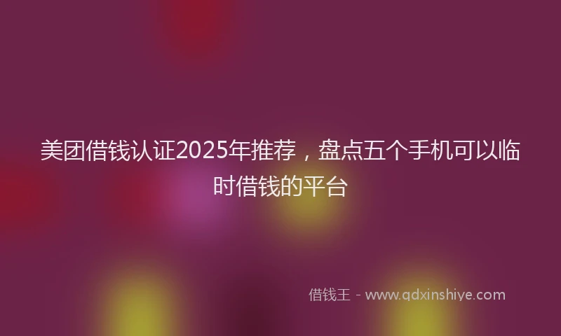 美团借钱认证2025年推荐，盘点五个手机可以临时借钱的平台