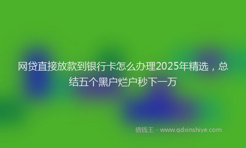 网贷直接放款到银行卡怎么办理2025年精选，总结五个黑户烂户秒下一万