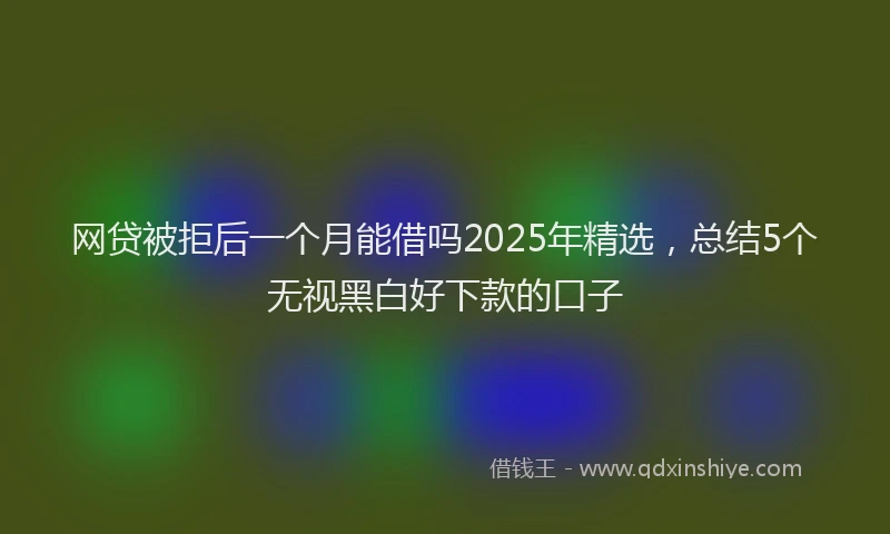 网贷被拒后一个月能借吗2025年精选，总结5个无视黑白好下款的口子