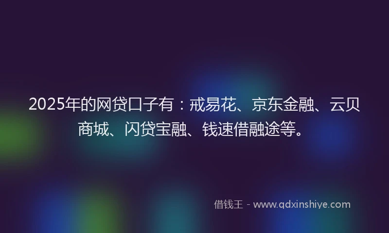 2025年的网贷口子有：戒易花、京东金融、云贝商城、闪贷宝融、钱速借融途等。