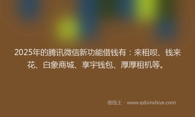 2025年的腾讯微信新功能借钱有：来租呗、钱来花、白象商城、享宇钱包、厚厚租机等。