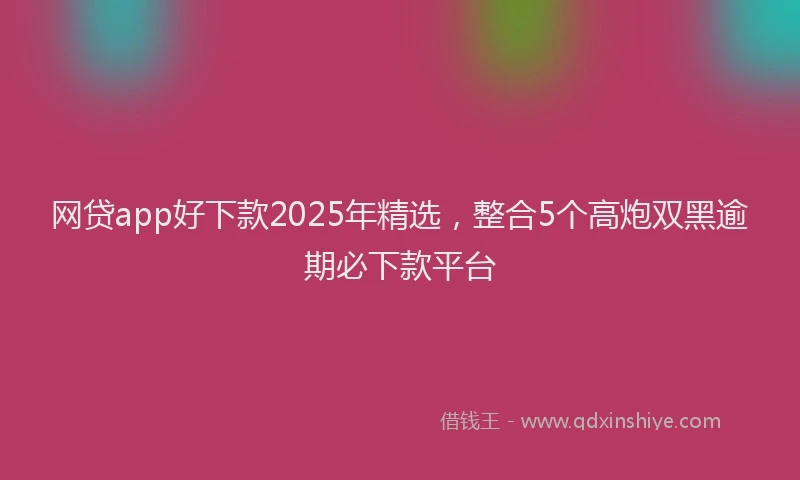 网贷app好下款2025年精选，整合5个高炮双黑逾期必下款平台