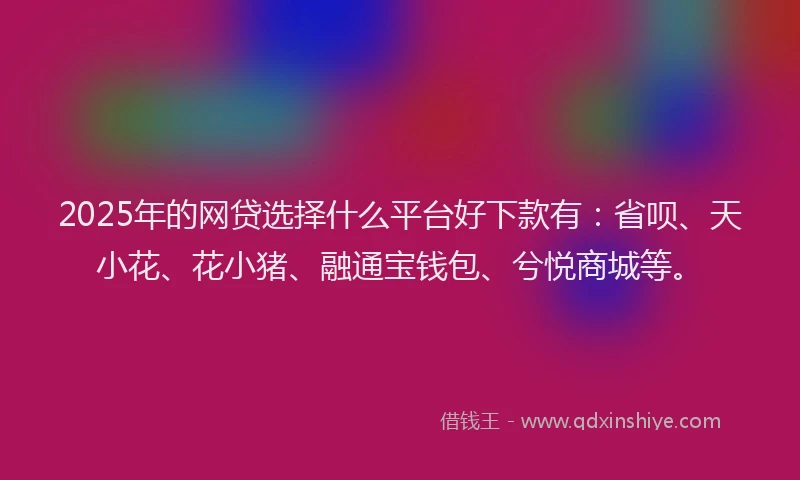2025年的网贷选择什么平台好下款有：省呗、天小花、花小猪、融通宝钱包、兮悦商城等。