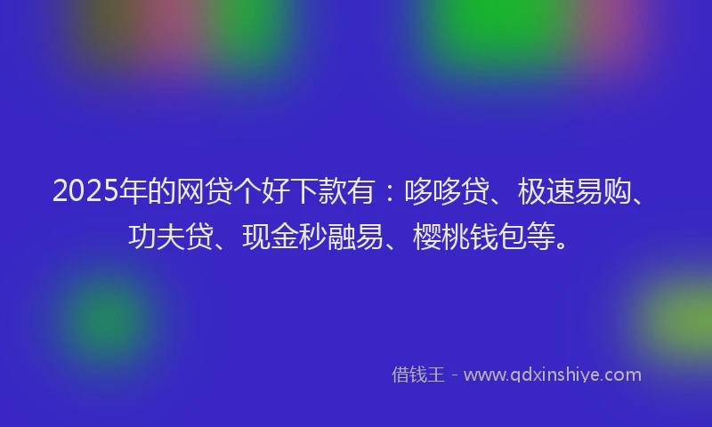 2025年的网贷个好下款有：哆哆贷、极速易购、功夫贷、现金秒融易、樱桃钱包等。