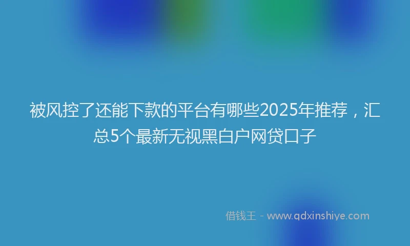 被风控了还能下款的平台有哪些2025年推荐，汇总5个最新无视黑白户网贷口子