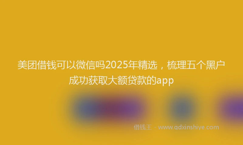 美团借钱可以微信吗2025年精选，梳理五个黑户成功获取大额贷款的app