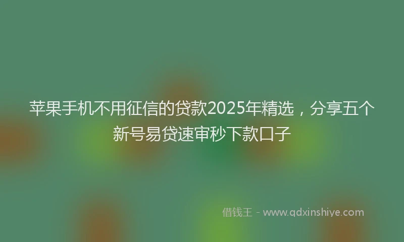 苹果手机不用征信的贷款2025年精选，分享五个新号易贷速审秒下款口子
