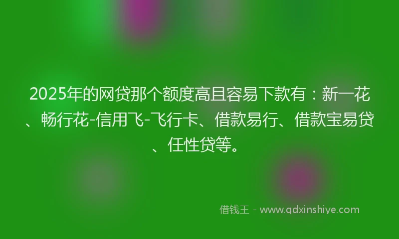2025年的网贷那个额度高且容易下款有：新一花、畅行花-信用飞-飞行卡、借款易行、借款宝易贷、任性贷等。
