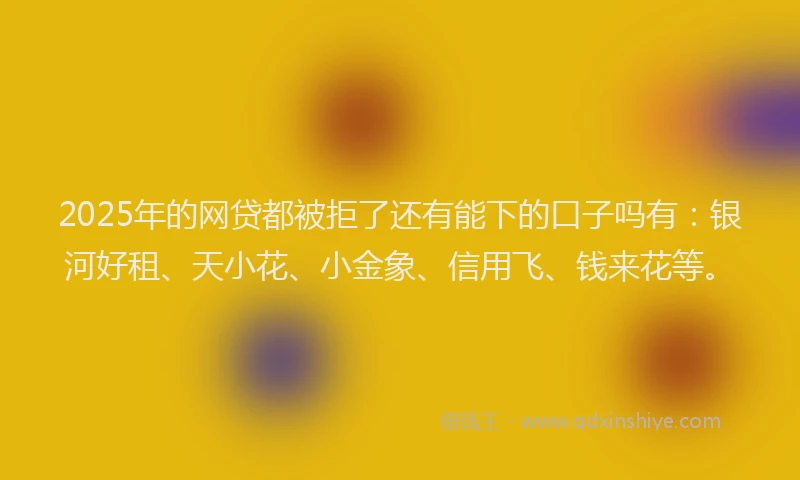 2025年的网贷都被拒了还有能下的口子吗有：银河好租、天小花、小金象、信用飞、钱来花等。