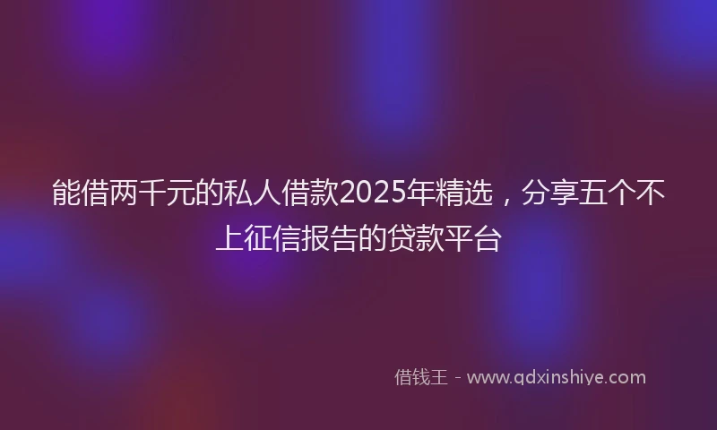能借两千元的私人借款2025年精选，分享五个不上征信报告的贷款平台