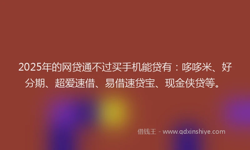 2025年的网贷通不过买手机能贷有：哆哆米、好分期、超爱速借、易借速贷宝、现金侠贷等。
