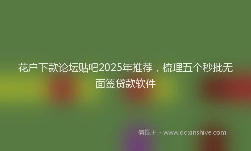 花户下款论坛贴吧2025年推荐，梳理五个秒批无面签贷款软件