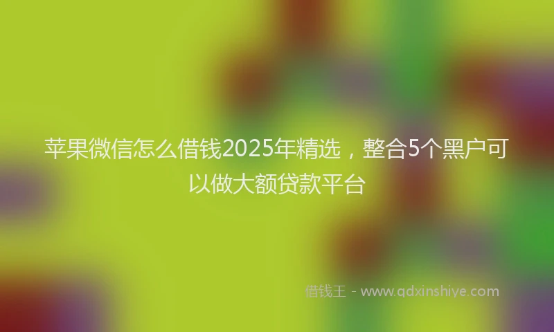 苹果微信怎么借钱2025年精选，整合5个黑户可以做大额贷款平台
