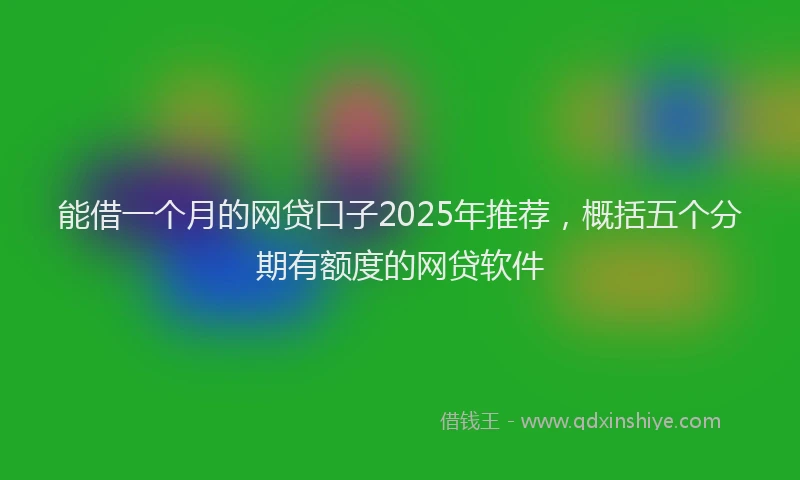 能借一个月的网贷口子2025年推荐，概括五个分期有额度的网贷软件