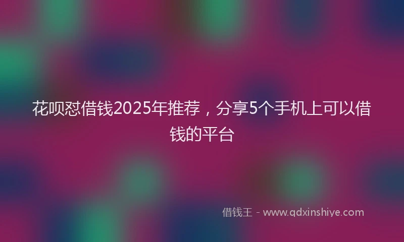 花呗怼借钱2025年推荐，分享5个手机上可以借钱的平台
