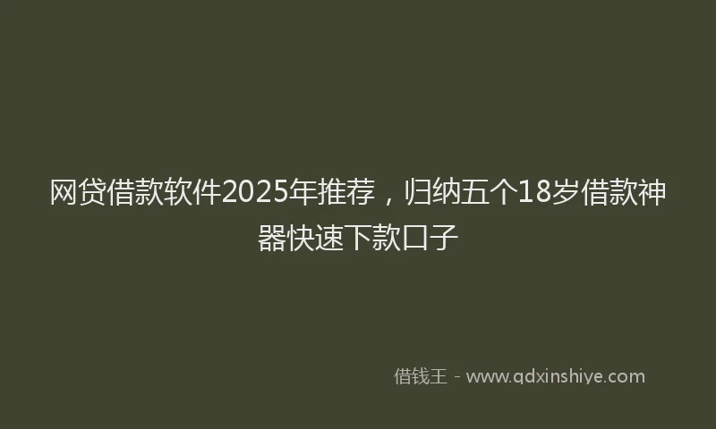 网贷借款软件2025年推荐，归纳五个18岁借款神器快速下款口子